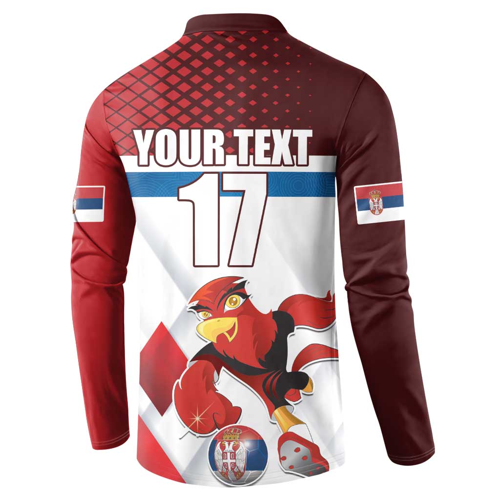 Custom Serbia Football Button Sweatshirt Sporty Style with Eagle Mascot