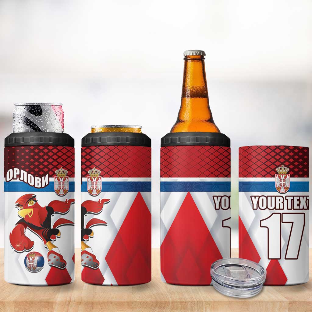 Custom Serbia Football 4 in 1 Can Cooler Tumbler Sporty Style with Eagle Mascot