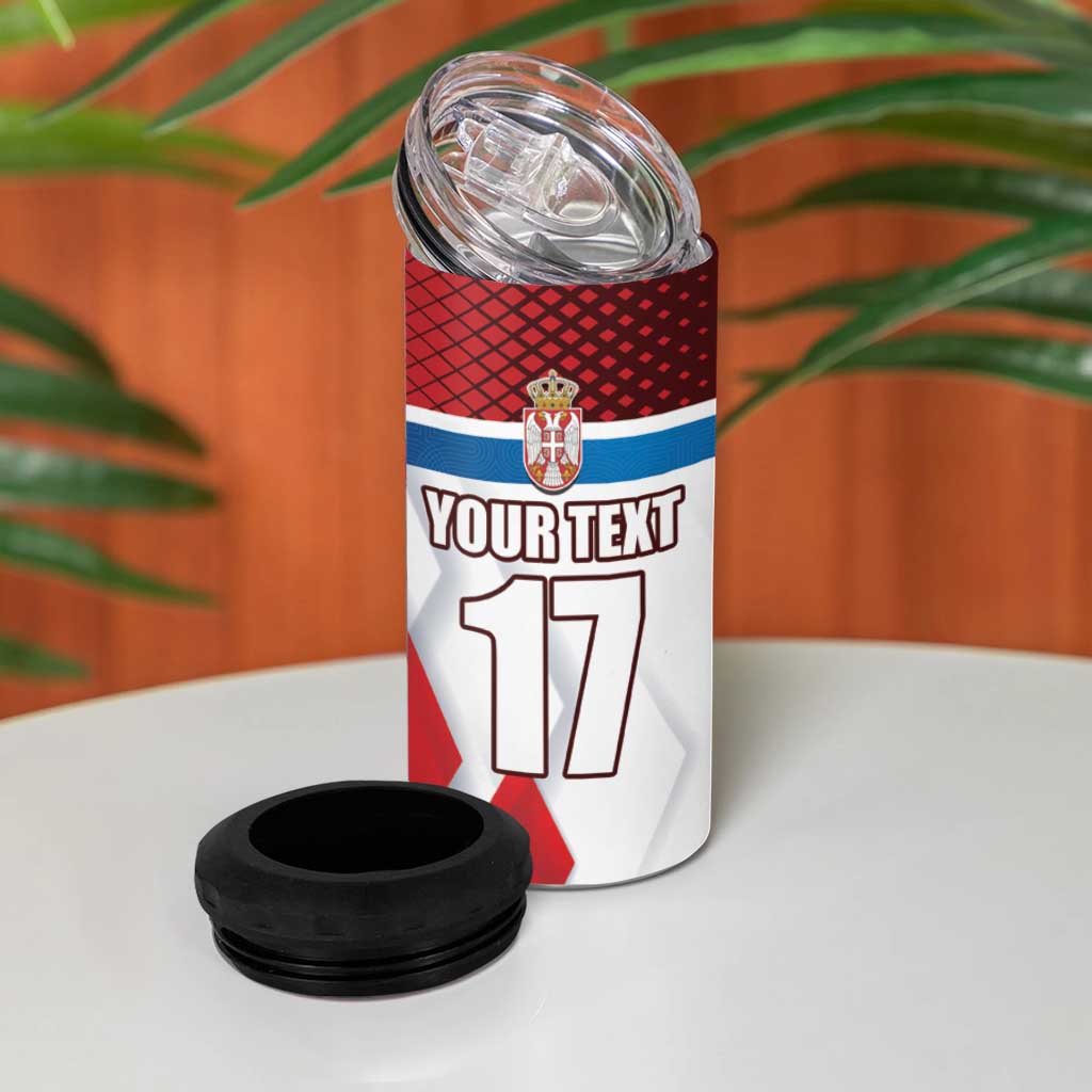 Custom Serbia Football 4 in 1 Can Cooler Tumbler Sporty Style with Eagle Mascot