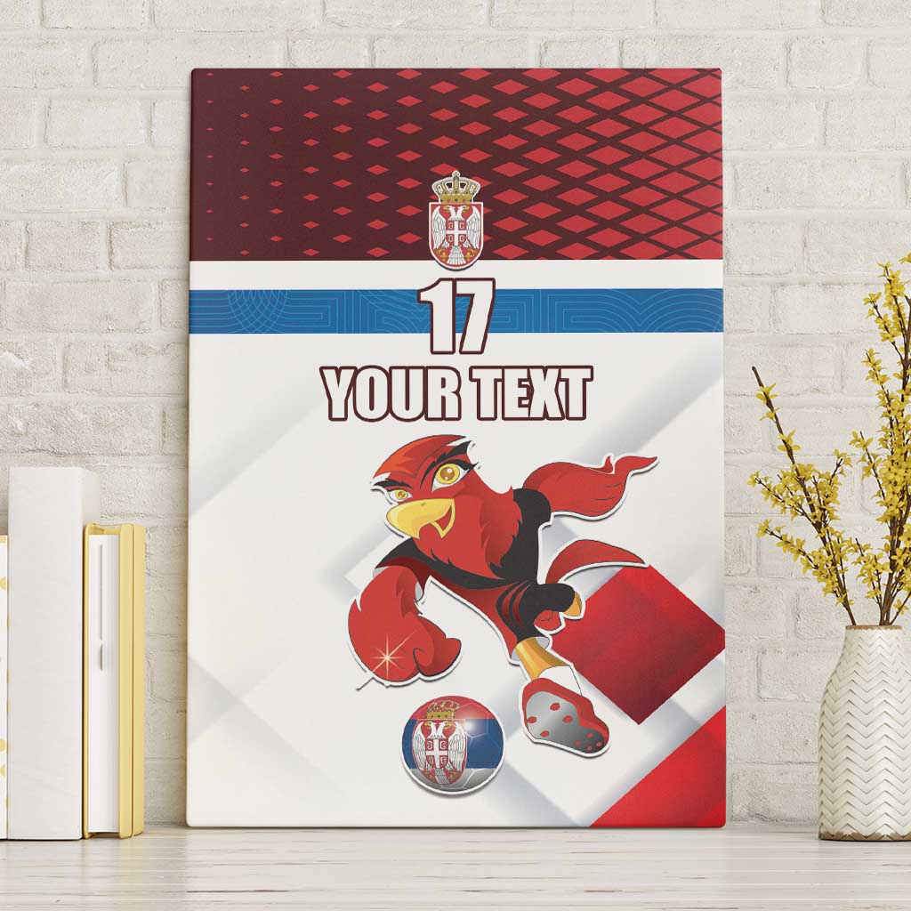 Custom Serbia Football Canvas Wall Art Sporty Style with Eagle Mascot