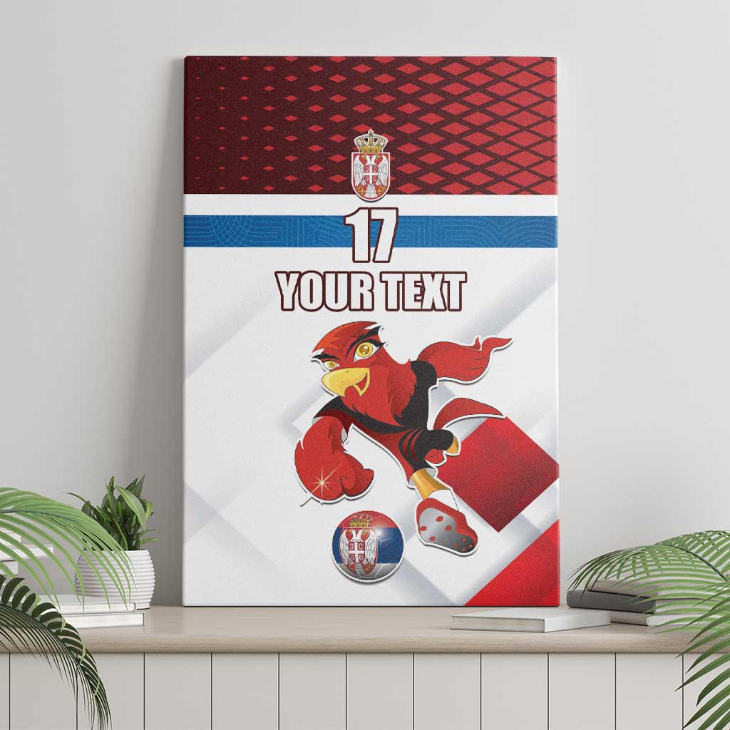Custom Serbia Football Canvas Wall Art Sporty Style with Eagle Mascot