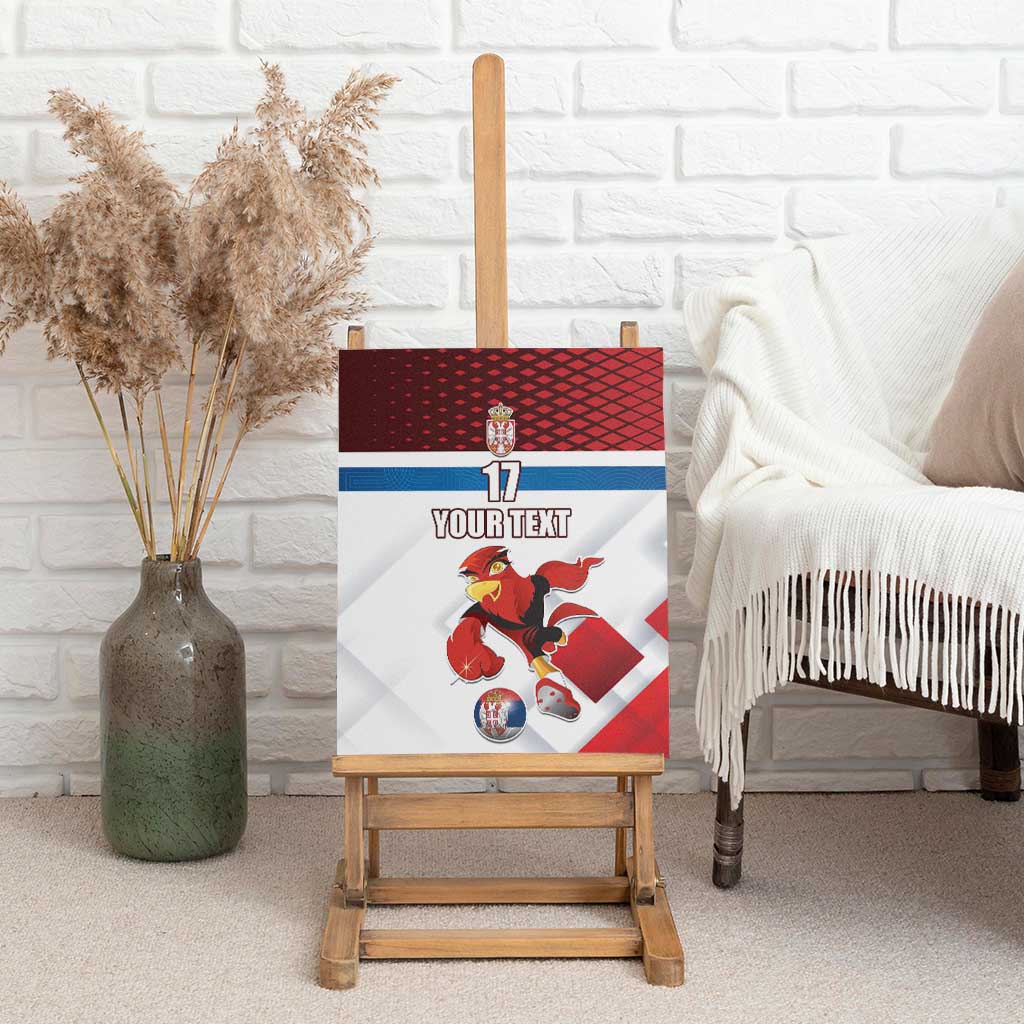Custom Serbia Football Canvas Wall Art Sporty Style with Eagle Mascot