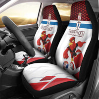 Custom Serbia Football Car Seat Cover Sporty Style with Eagle Mascot
