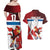 Custom Serbia Football Couples Matching Off Shoulder Maxi Dress and Hawaiian Shirt Sporty Style with Eagle Mascot