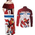 Custom Serbia Football Couples Matching Off Shoulder Maxi Dress and Long Sleeve Button Shirt Sporty Style with Eagle Mascot