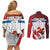 Custom Serbia Football Couples Matching Off Shoulder Short Dress and Long Sleeve Button Shirt Sporty Style with Eagle Mascot