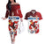 Custom Serbia Football Couples Matching Off The Shoulder Long Sleeve Dress and Hawaiian Shirt Sporty Style with Eagle Mascot
