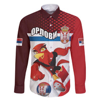 Custom Serbia Football Family Matching Long Sleeve Bodycon Dress and Hawaiian Shirt Sporty Style with Eagle Mascot