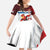 Custom Serbia Football Family Matching Off The Shoulder Long Sleeve Dress and Hawaiian Shirt Sporty Style with Eagle Mascot