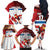 Custom Serbia Football Family Matching Off The Shoulder Long Sleeve Dress and Hawaiian Shirt Sporty Style with Eagle Mascot