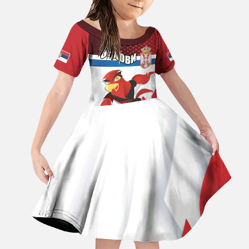 Custom Serbia Football Family Matching Off Shoulder Maxi Dress and Hawaiian Shirt Sporty Style with Eagle Mascot