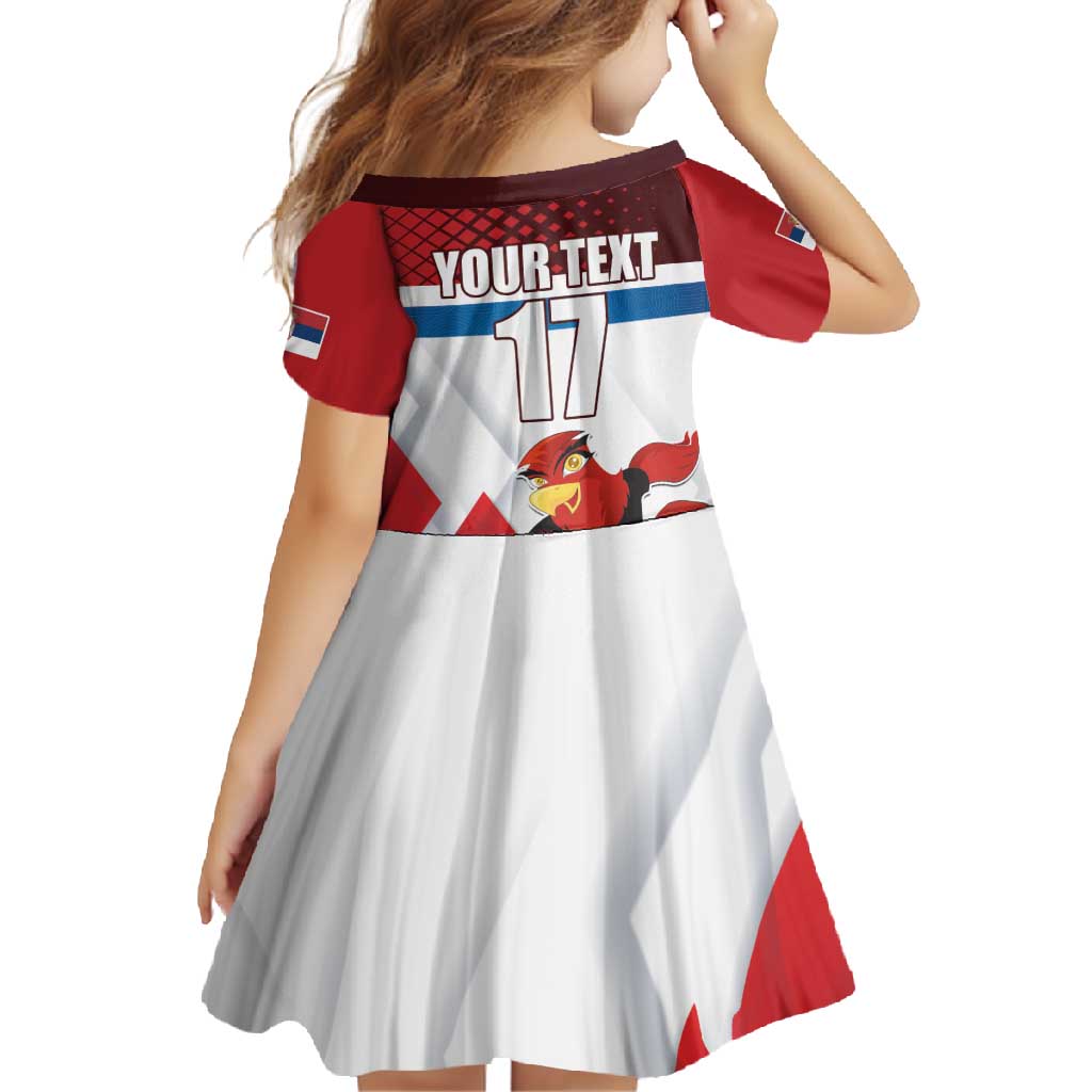 Custom Serbia Football Family Matching Off Shoulder Maxi Dress and Hawaiian Shirt Sporty Style with Eagle Mascot