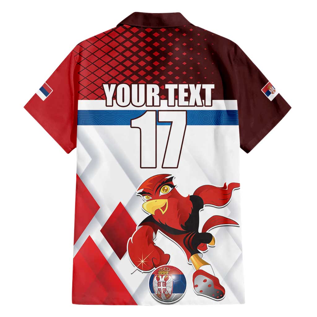 Custom Serbia Football Family Matching Short Sleeve Bodycon Dress and Hawaiian Shirt Sporty Style with Eagle Mascot
