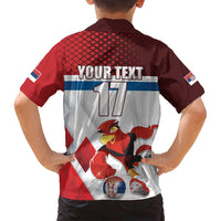 Custom Serbia Football Family Matching Summer Maxi Dress and Hawaiian Shirt Sporty Style with Eagle Mascot