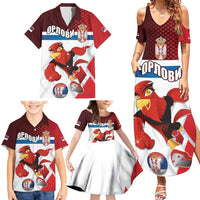 Custom Serbia Football Family Matching Summer Maxi Dress and Hawaiian Shirt Sporty Style with Eagle Mascot