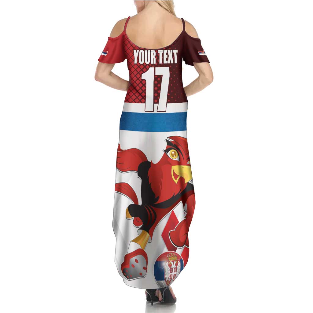 Custom Serbia Football Family Matching Summer Maxi Dress and Hawaiian Shirt Sporty Style with Eagle Mascot