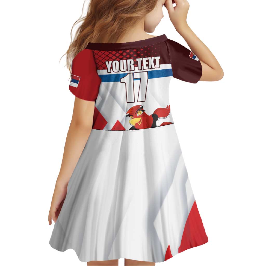 Custom Serbia Football Family Matching Tank Maxi Dress and Hawaiian Shirt Sporty Style with Eagle Mascot