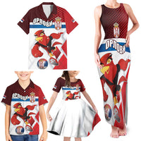 Custom Serbia Football Family Matching Tank Maxi Dress and Hawaiian Shirt Sporty Style with Eagle Mascot