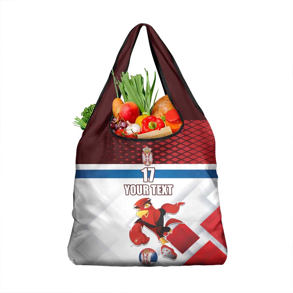 Custom Serbia Football Grocery Bag Sporty Style with Eagle Mascot