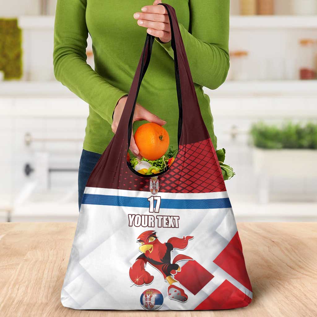 Custom Serbia Football Grocery Bag Sporty Style with Eagle Mascot