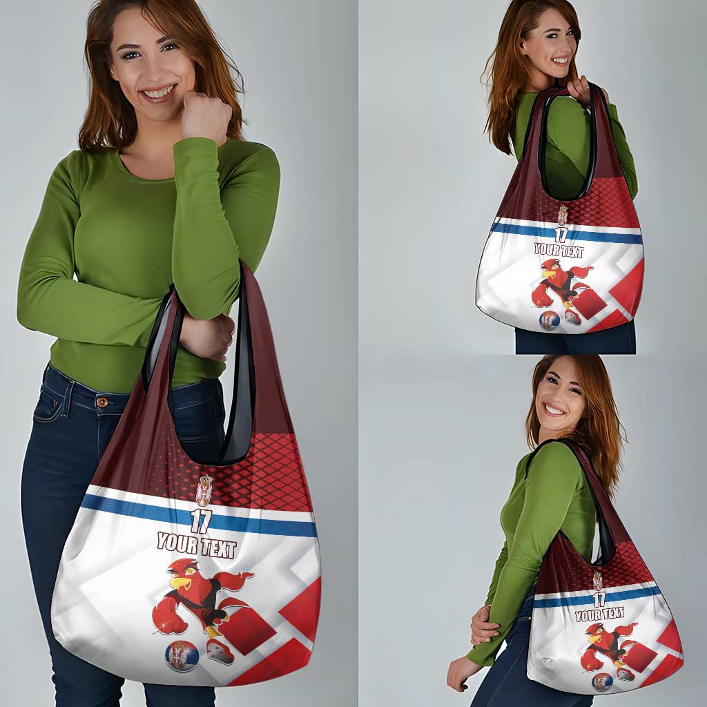 Custom Serbia Football Grocery Bag Sporty Style with Eagle Mascot