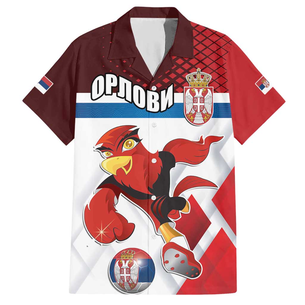Custom Serbia Football Hawaiian Shirt Sporty Style with Eagle Mascot
