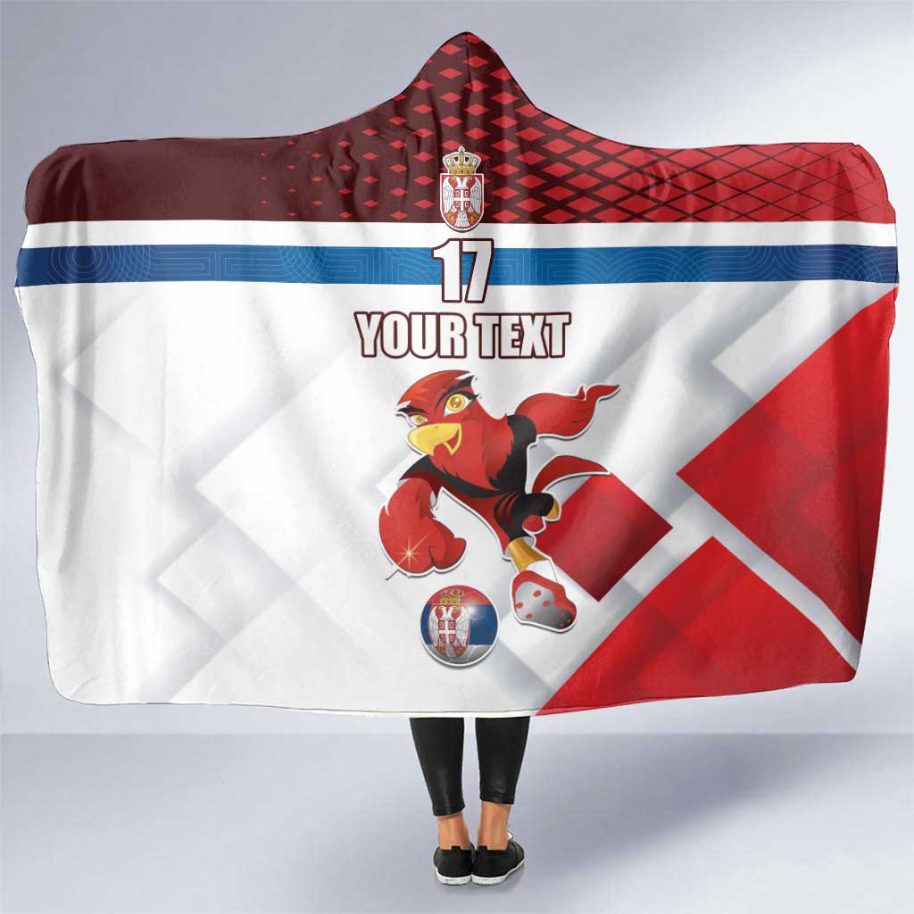 Custom Serbia Football Hooded Blanket Sporty Style with Eagle Mascot