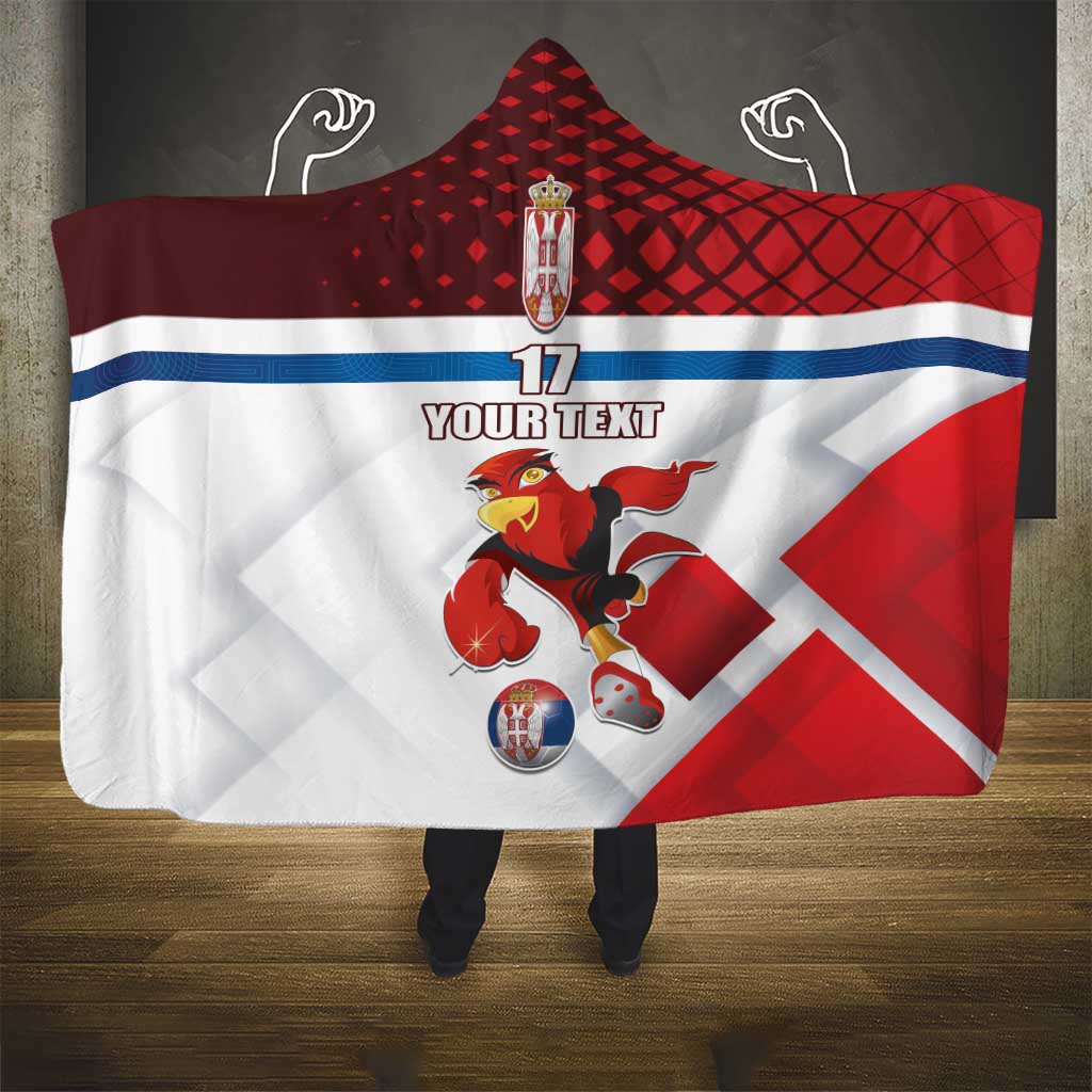 Custom Serbia Football Hooded Blanket Sporty Style with Eagle Mascot