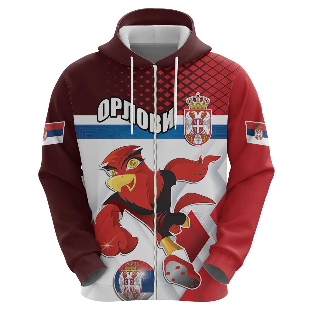 Custom Serbia Football Hoodie Sporty Style with Eagle Mascot