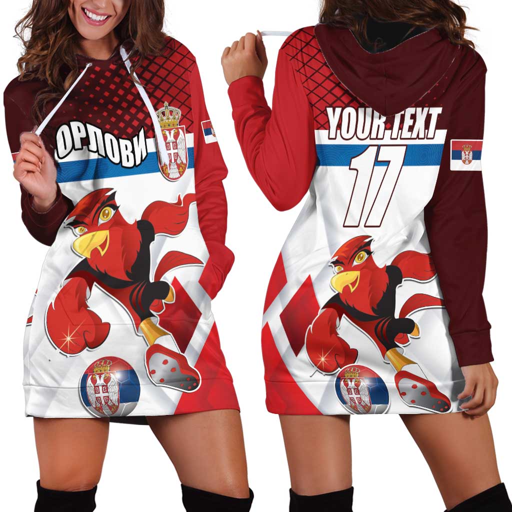 Custom Serbia Football Hoodie Dress Sporty Style with Eagle Mascot