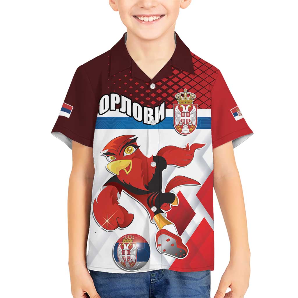 Custom Serbia Football Kid Hawaiian Shirt Sporty Style with Eagle Mascot