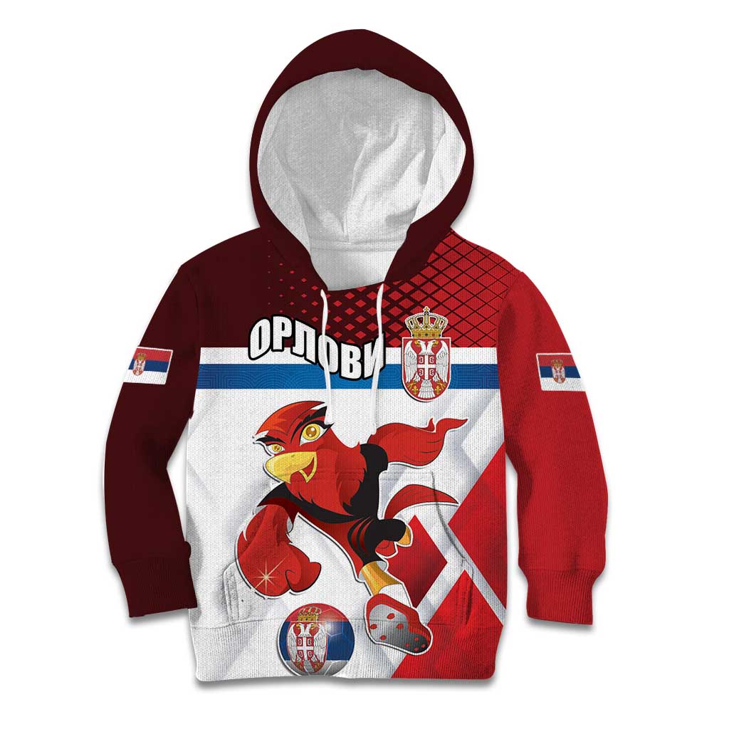 Custom Serbia Football Kid Hoodie Sporty Style with Eagle Mascot