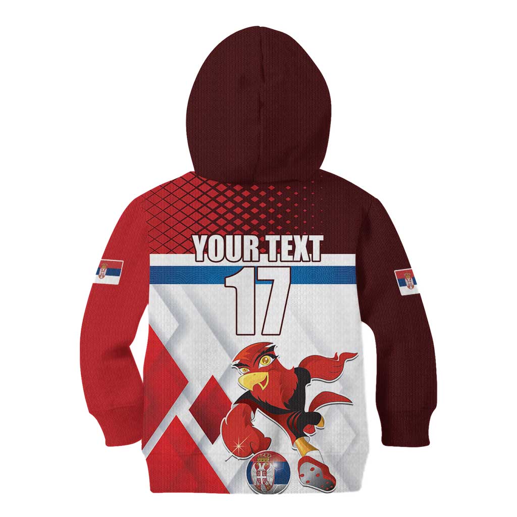 Custom Serbia Football Kid Hoodie Sporty Style with Eagle Mascot