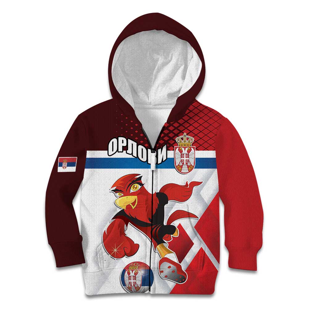 Custom Serbia Football Kid Hoodie Sporty Style with Eagle Mascot