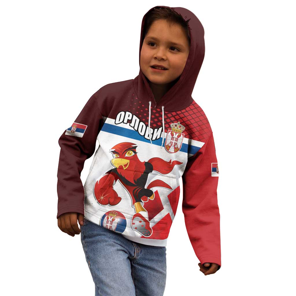 Custom Serbia Football Kid Hoodie Sporty Style with Eagle Mascot