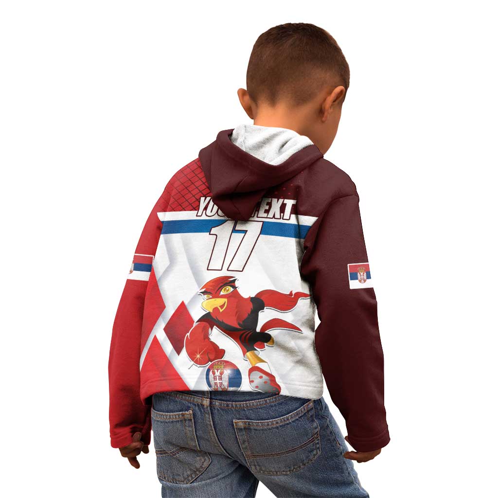 Custom Serbia Football Kid Hoodie Sporty Style with Eagle Mascot