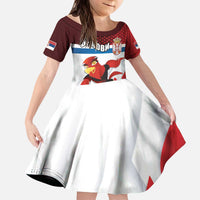 Custom Serbia Football Kid Short Sleeve Dress Sporty Style with Eagle Mascot