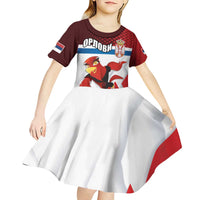 Custom Serbia Football Kid Short Sleeve Dress Sporty Style with Eagle Mascot