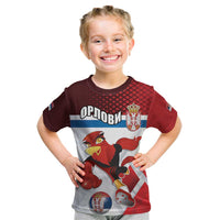 Custom Serbia Football Kid T Shirt Sporty Style with Eagle Mascot