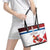 Custom Serbia Football Leather Tote Bag Sporty Style with Eagle Mascot
