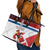 Custom Serbia Football Leather Tote Bag Sporty Style with Eagle Mascot