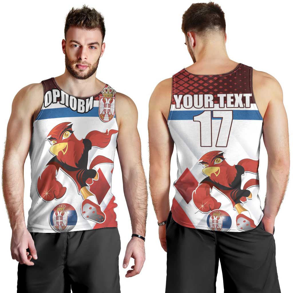 Custom Serbia Football Men Tank Top Sporty Style with Eagle Mascot