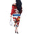 Custom Serbia Football Off The Shoulder Long Sleeve Dress Sporty Style with Eagle Mascot