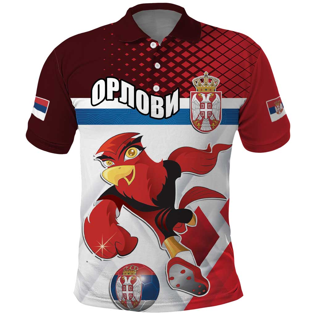 Custom Serbia Football Polo Shirt Sporty Style with Eagle Mascot