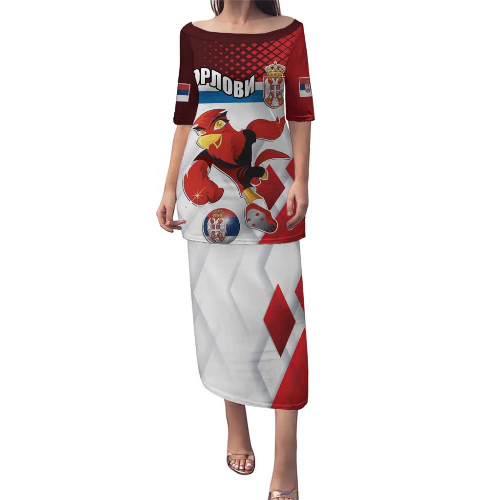 Custom Serbia Football Puletasi Sporty Style with Eagle Mascot