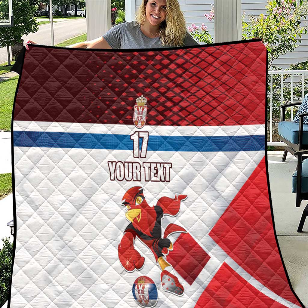 Custom Serbia Football Quilt Sporty Style with Eagle Mascot