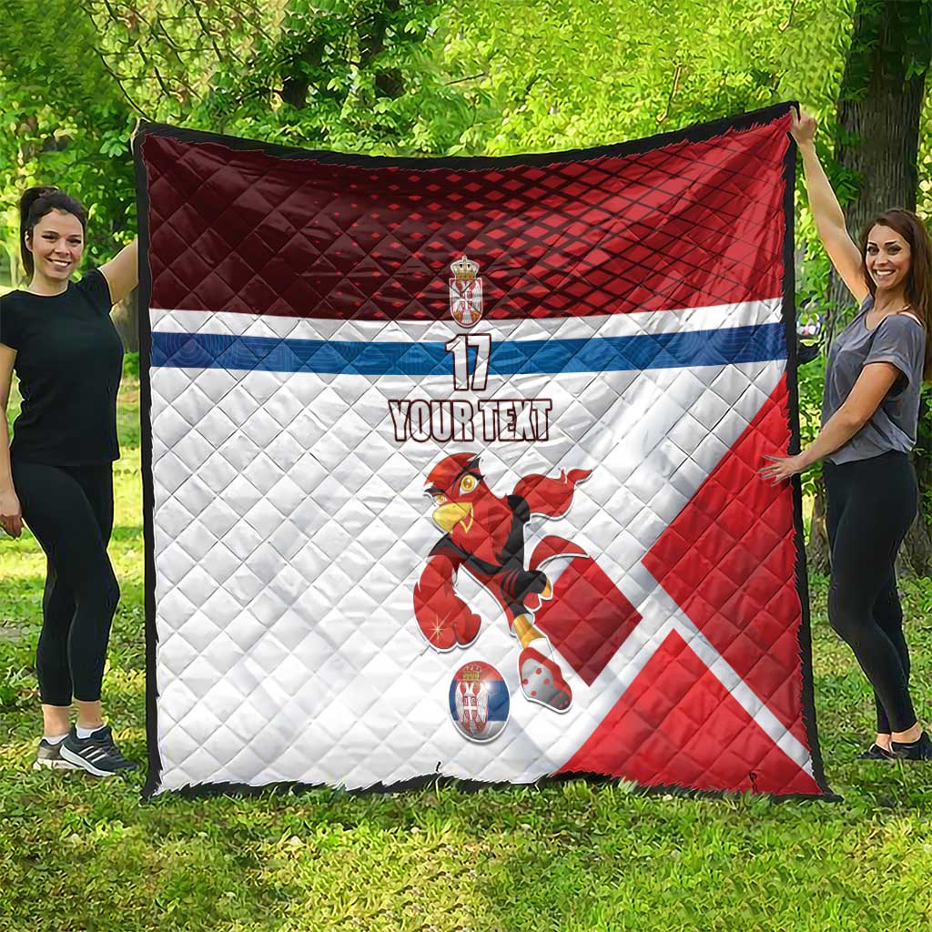 Custom Serbia Football Quilt Sporty Style with Eagle Mascot
