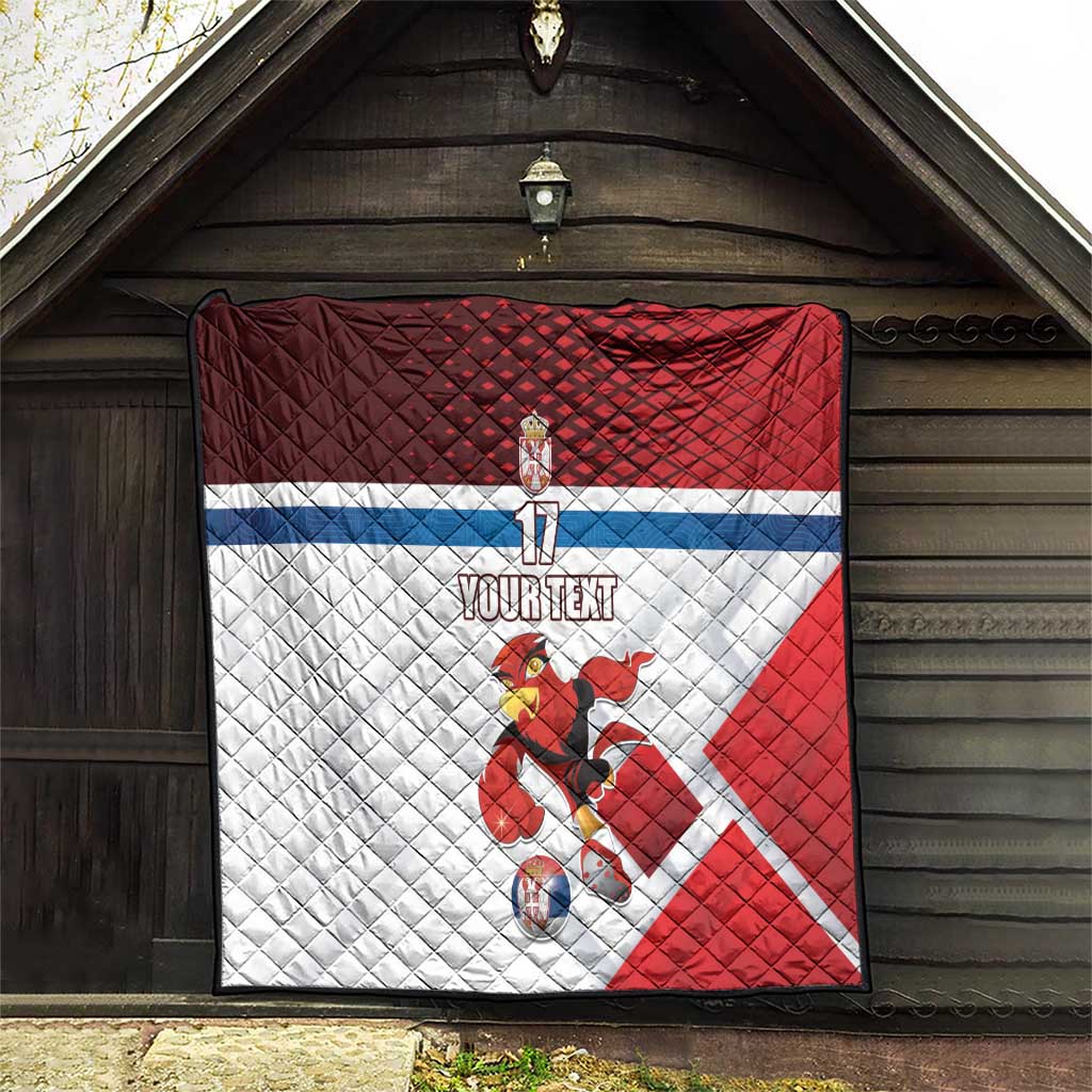 Custom Serbia Football Quilt Sporty Style with Eagle Mascot