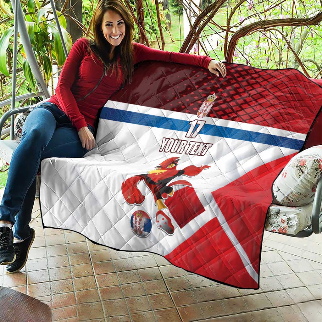 Custom Serbia Football Quilt Sporty Style with Eagle Mascot