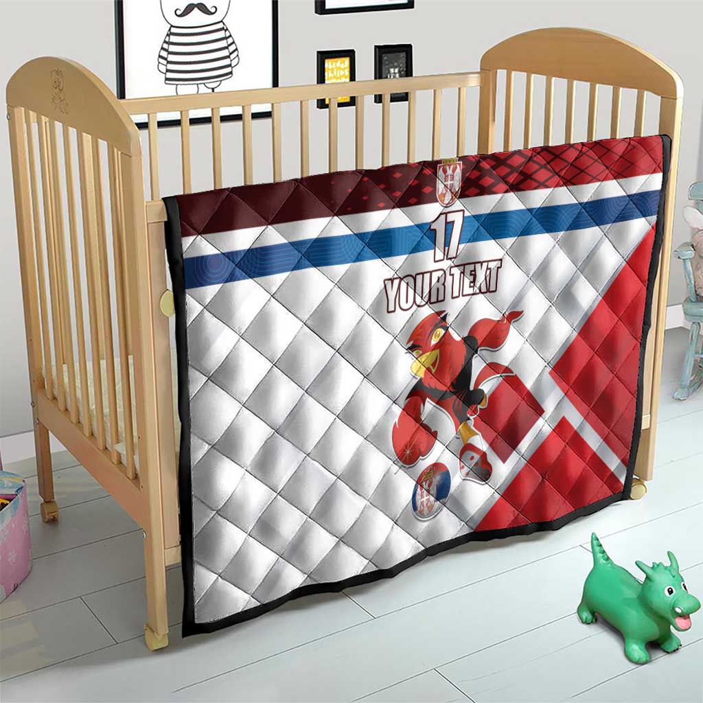 Custom Serbia Football Quilt Sporty Style with Eagle Mascot